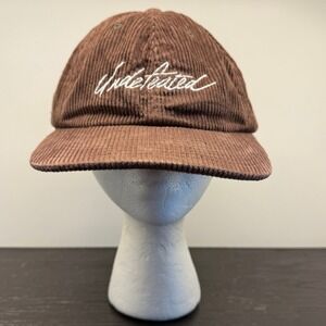 Undefeated Mens Brown Corduroy Script Logo Strapback Dad Hat Cap Y2K